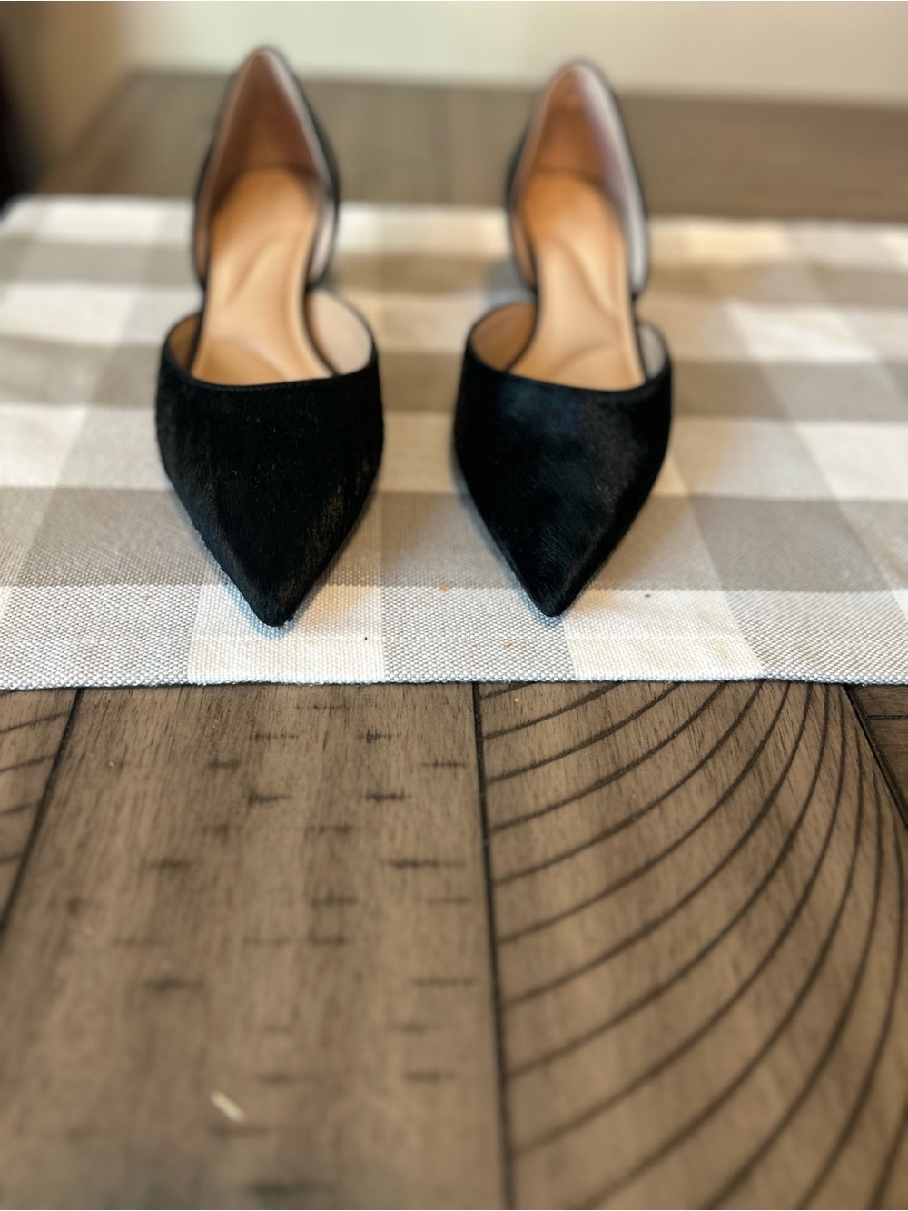 Gianni bini Women’s Pointed D’Orsay Flat - Black calfskin